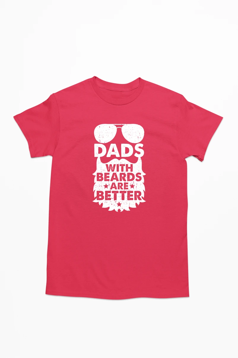 Dads With Beards Are Better Men's Tshirt (Red, S)