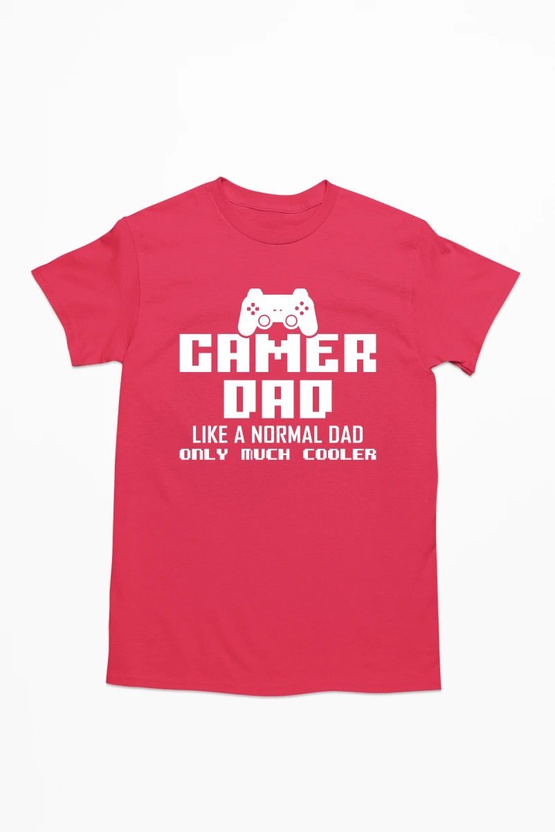 Gamer Dad Like A Normal Dad Only Much Cooler Men's Tshirt (Red, S)