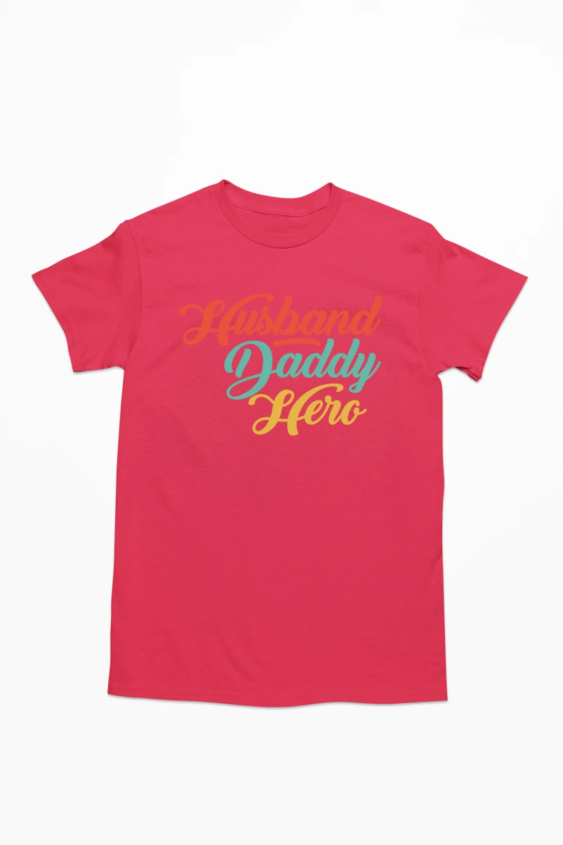 Husband Daddy Hero Men's Tshirt (Red, S)