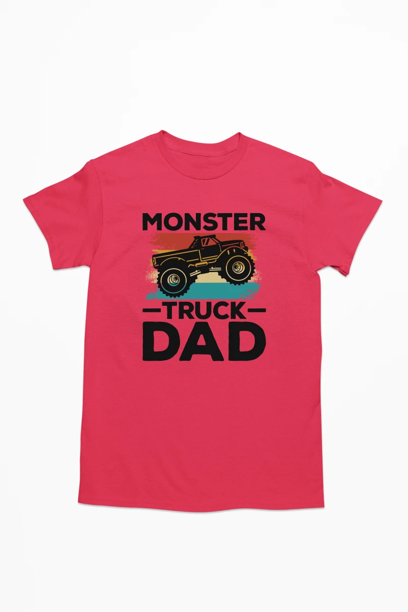 Monster Truck Dad Men's Tshirt (Red, S)