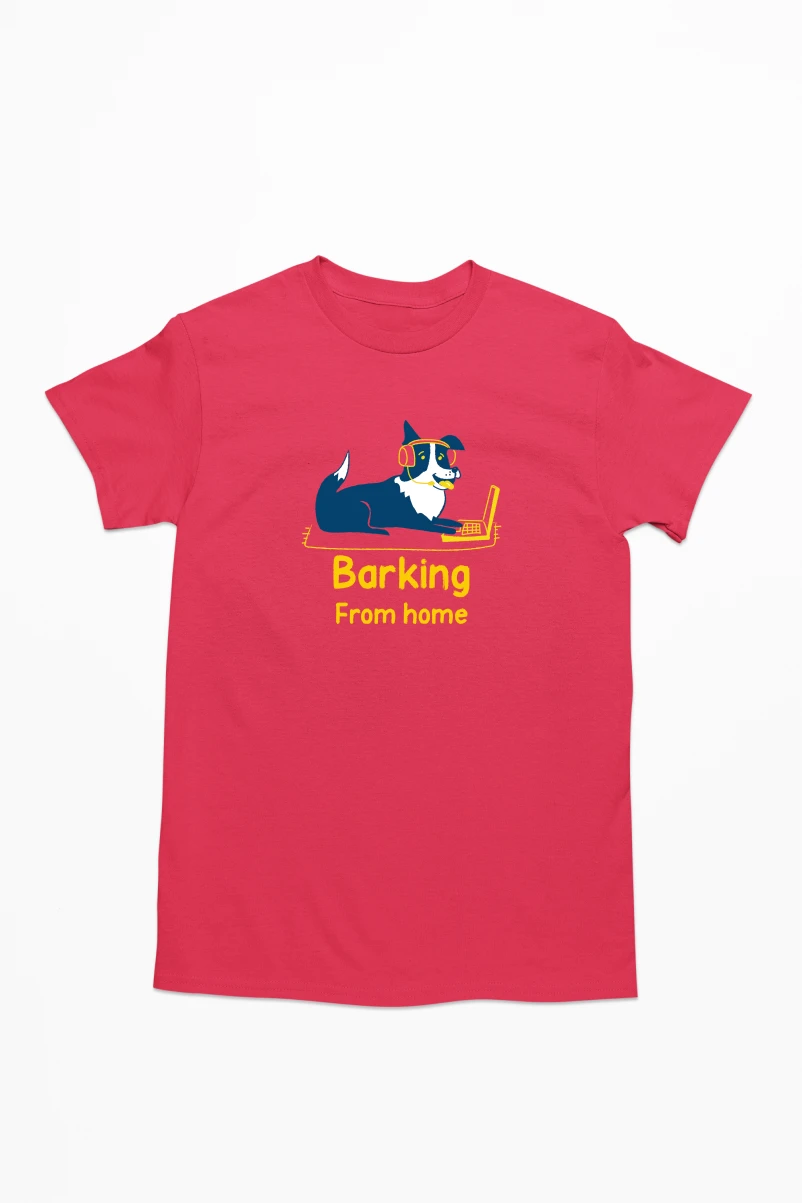 Barking From Home Men's Tshirt (Red, S)