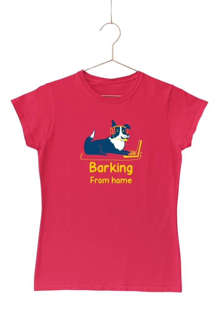 Barking From Home Women's Tshirt (Red, S)