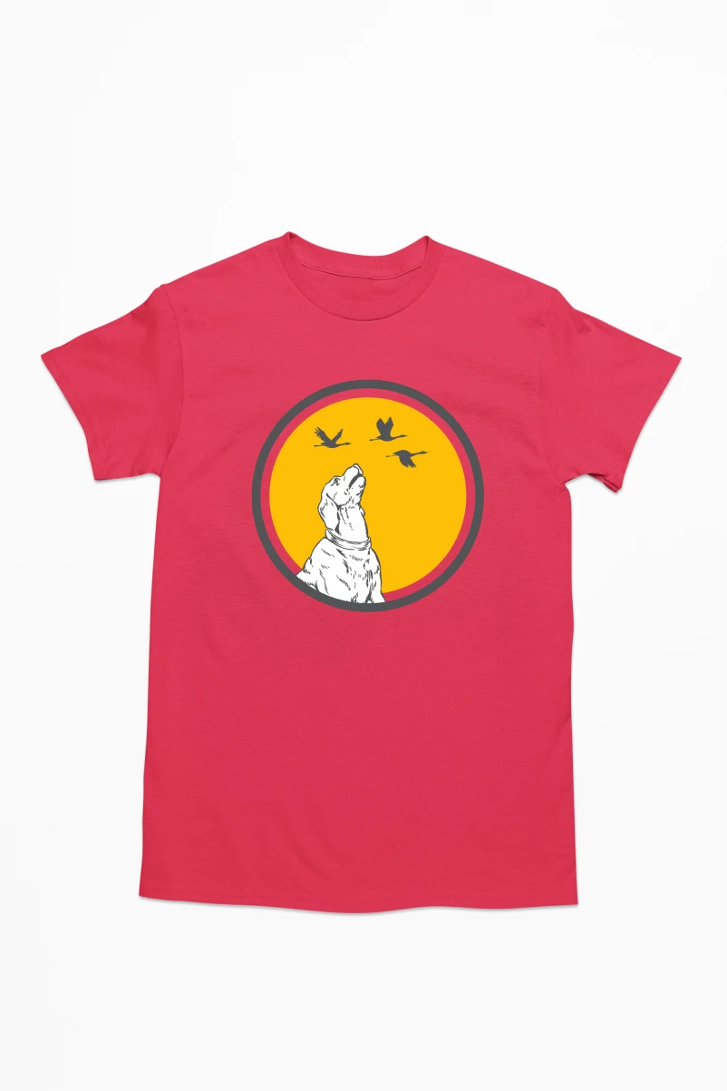 Dog Looking Up Men's Tshirt (Red, S)