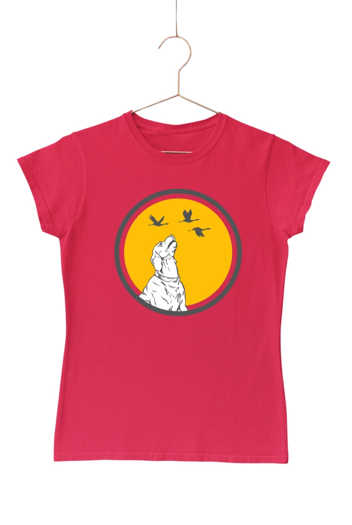 Dog Looking Up Women's Tshirt (Red, S)