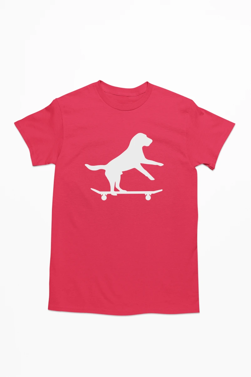 Dog on a Skateboard Men's Tshirt (Red, S)