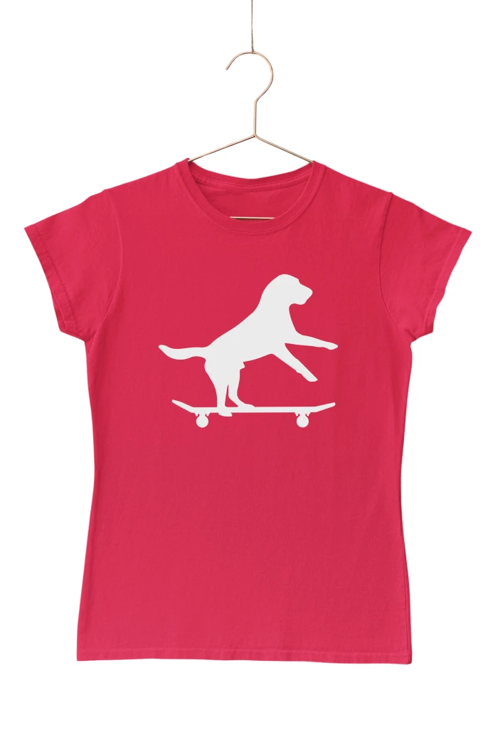 Dog on a Skateboard Women's Tshirt (Red, S)