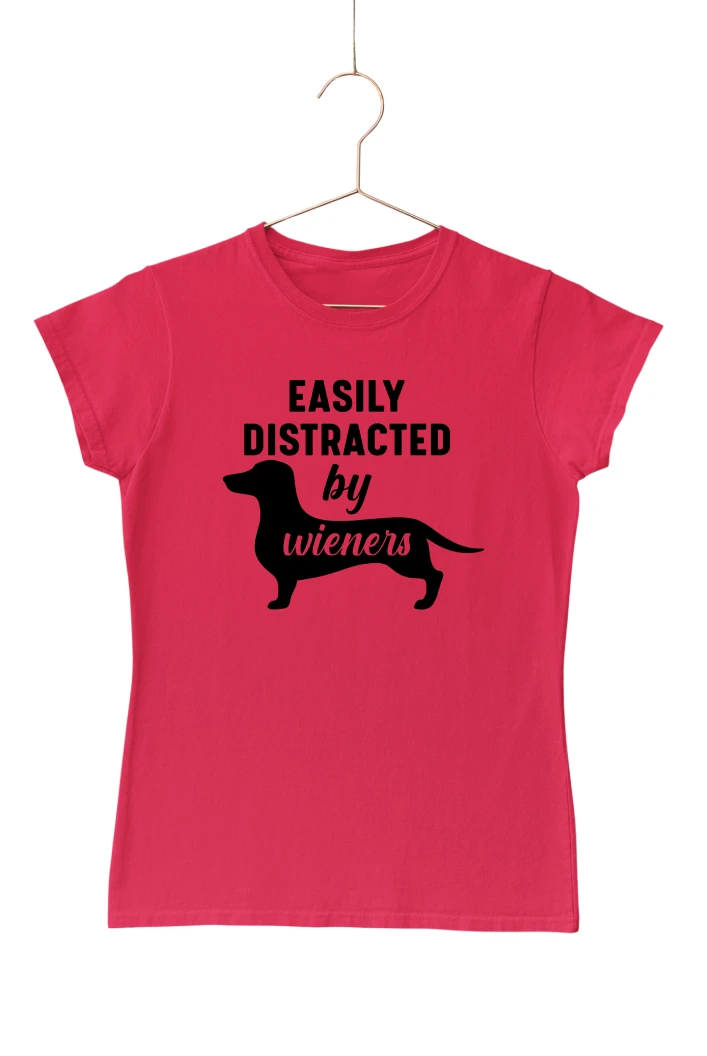 Easily Distracted By Wieners Women's Tshirt (Red, S)