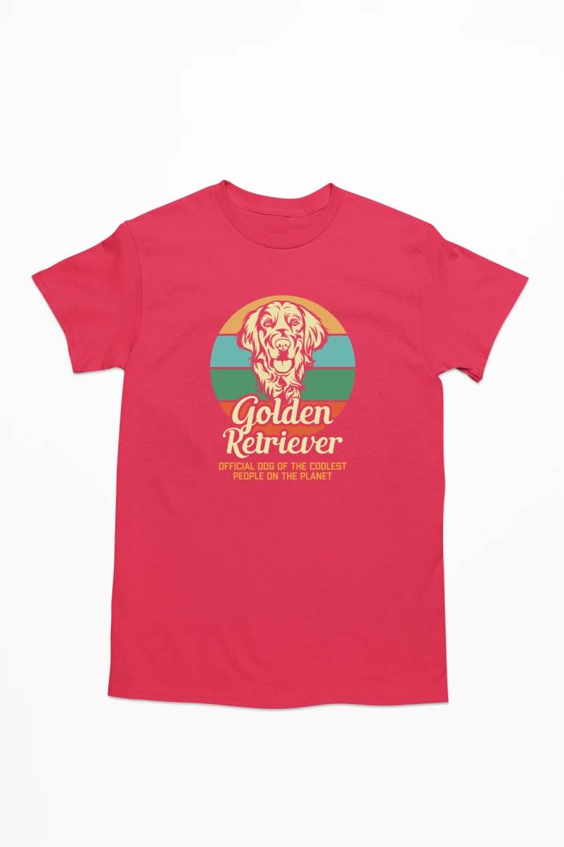 Golden Retriever Official Dog of The Coolest People Men's Tshirt (Red, S)