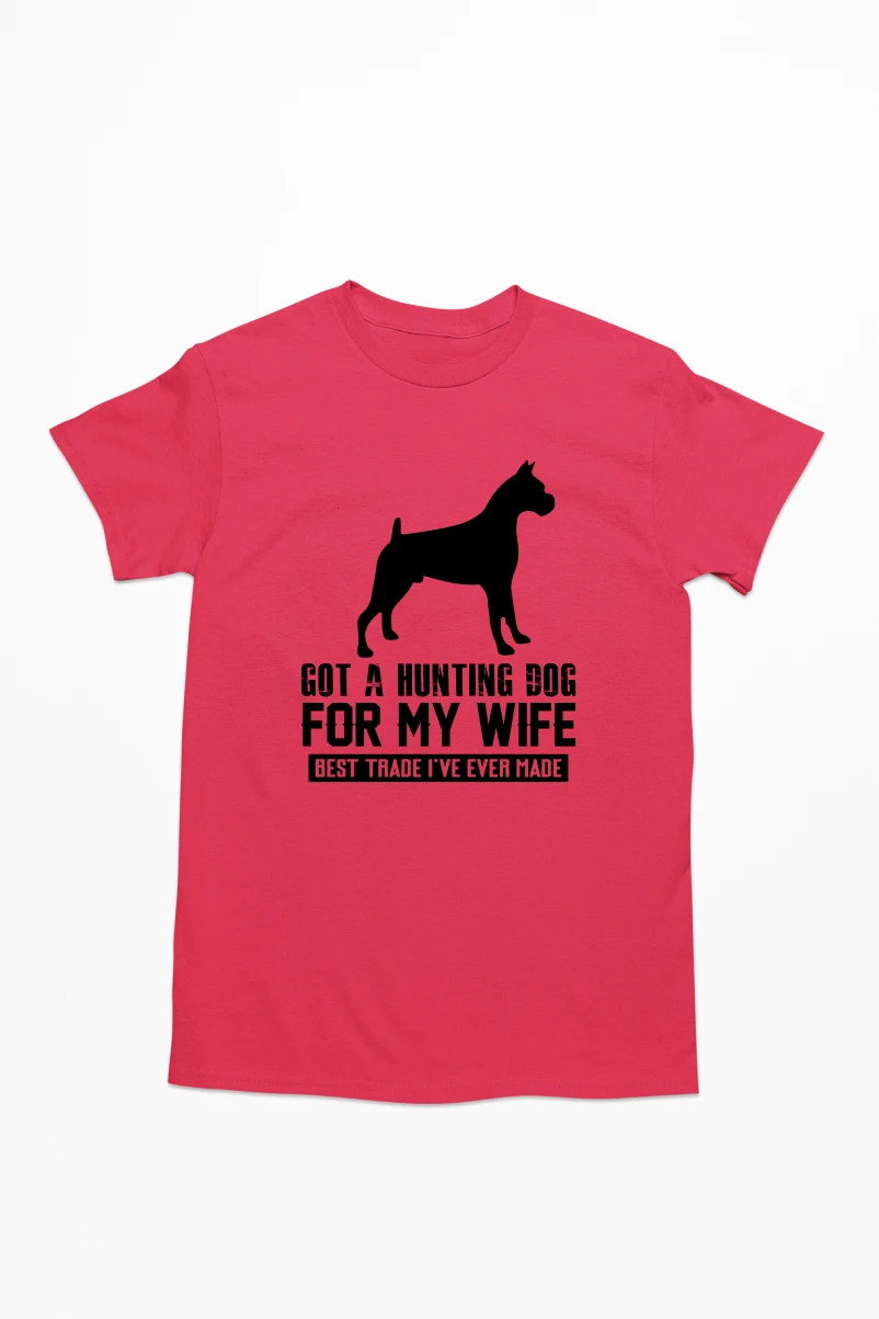 Got a Hunting Dog For My Wife Men's Tshirt (Red, S)