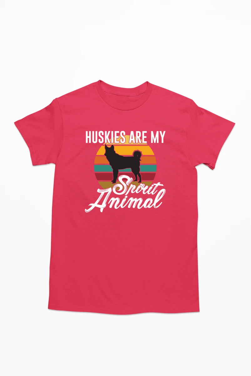 Huskies Are My Spirit Animal Men's Tshirt (Red, S)