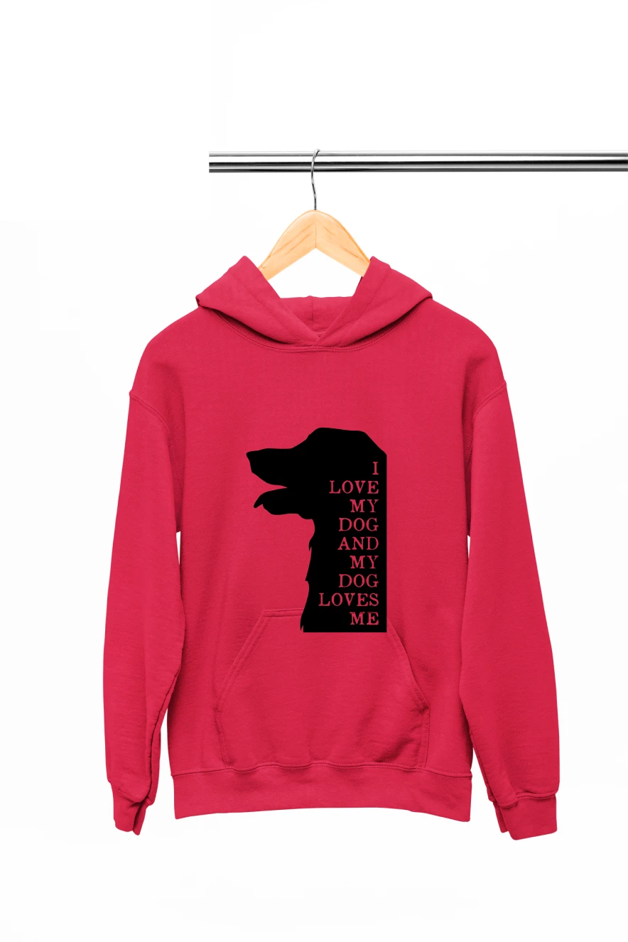 I Love My Dog and My Dog Loves Me Hoodie (Red, S)