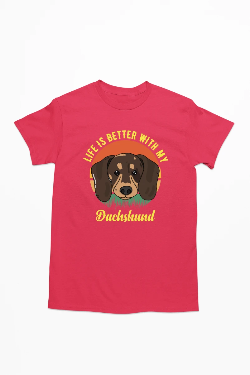 Life Is Better With My Dachshund Men's Tshirt (Red, S)