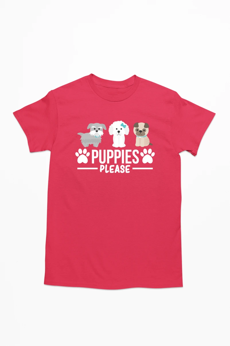 Puppies Please Men's Tshirt (Red, S)