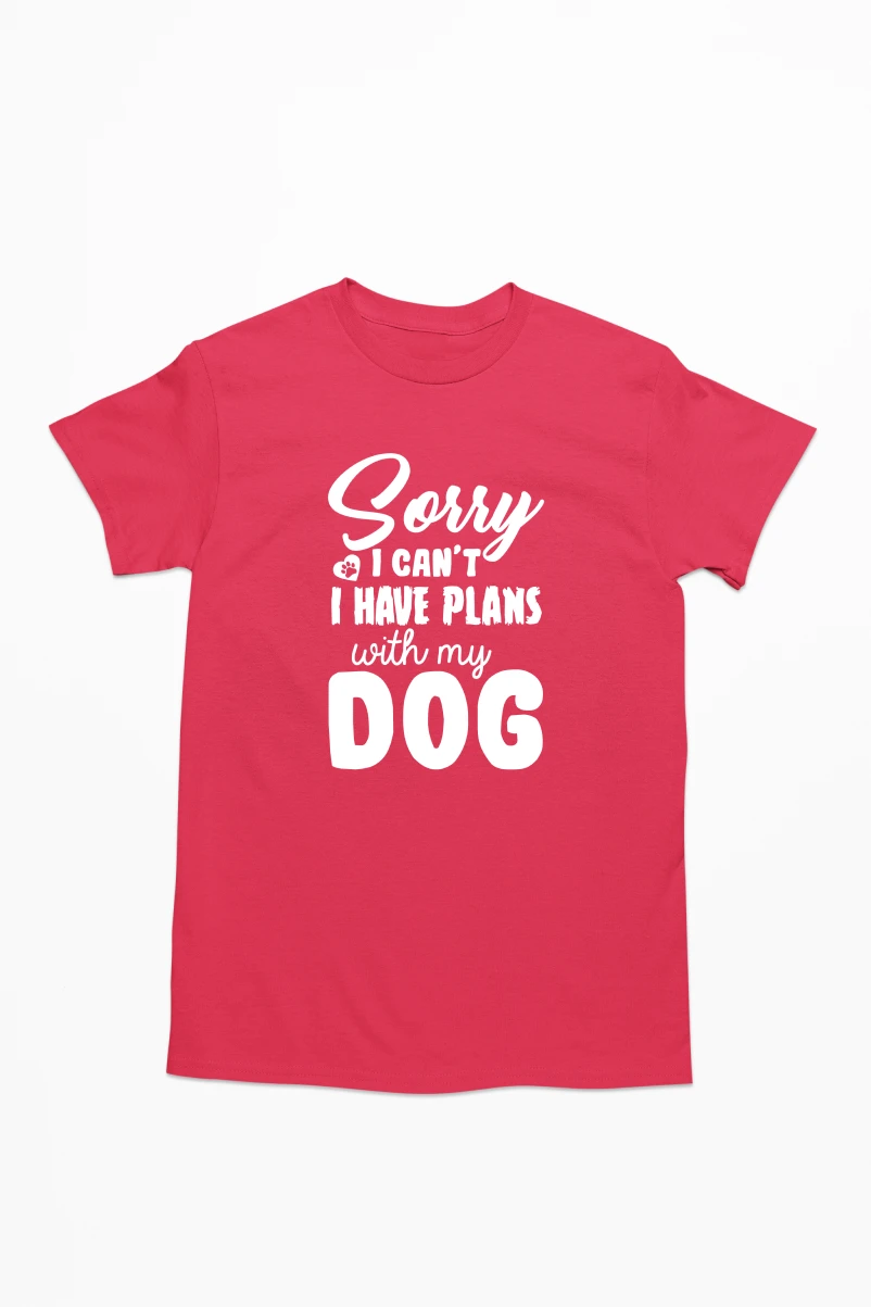 Sorry I Can't I Have Plans with my Dog Men's Tshirt (Red, S)