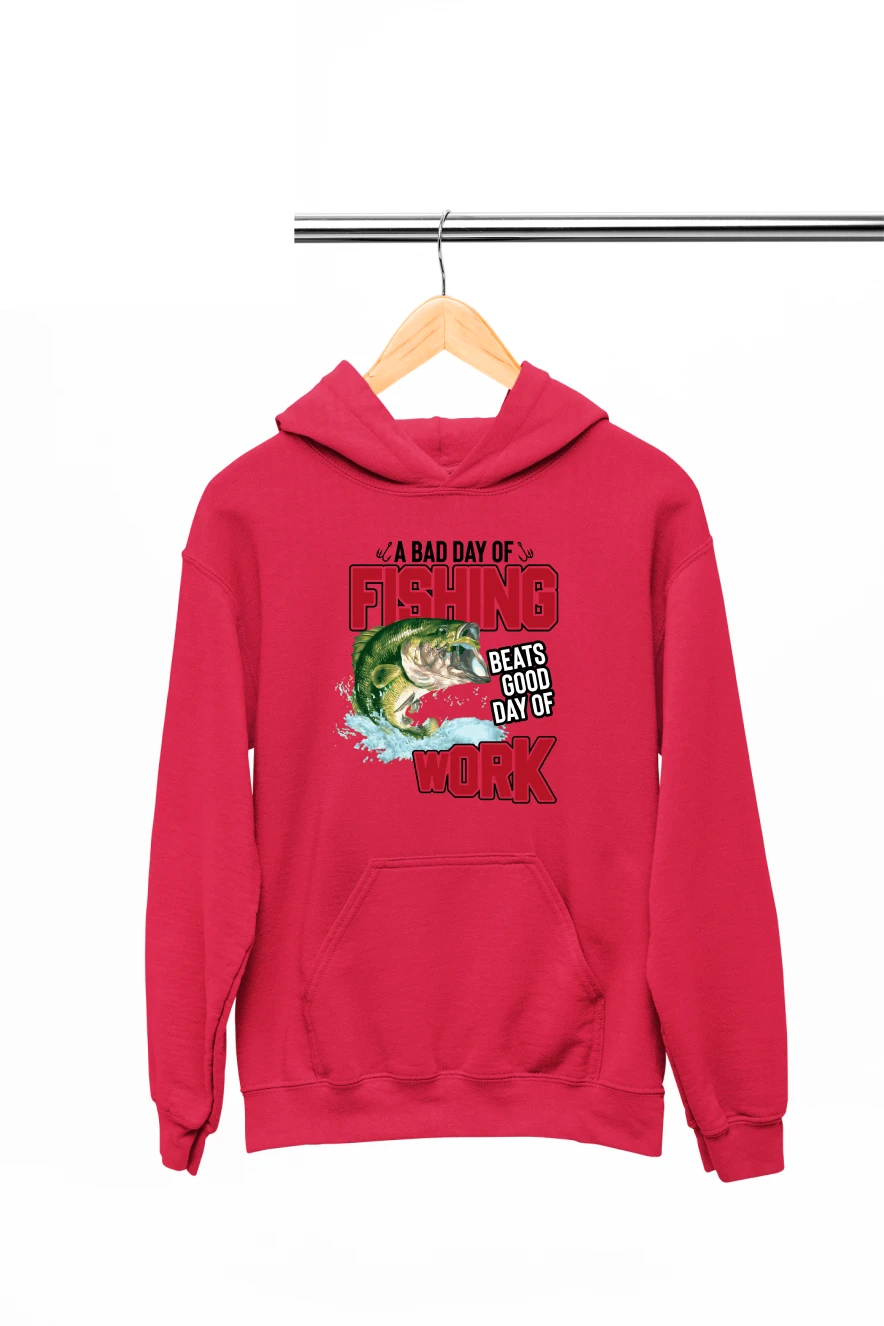 A Bad Day of Fishing Beats a Good Day of Work Hoodie (Red, S)