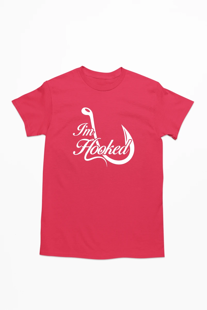 I'm Hooked Men's Tshirt (Red, S)