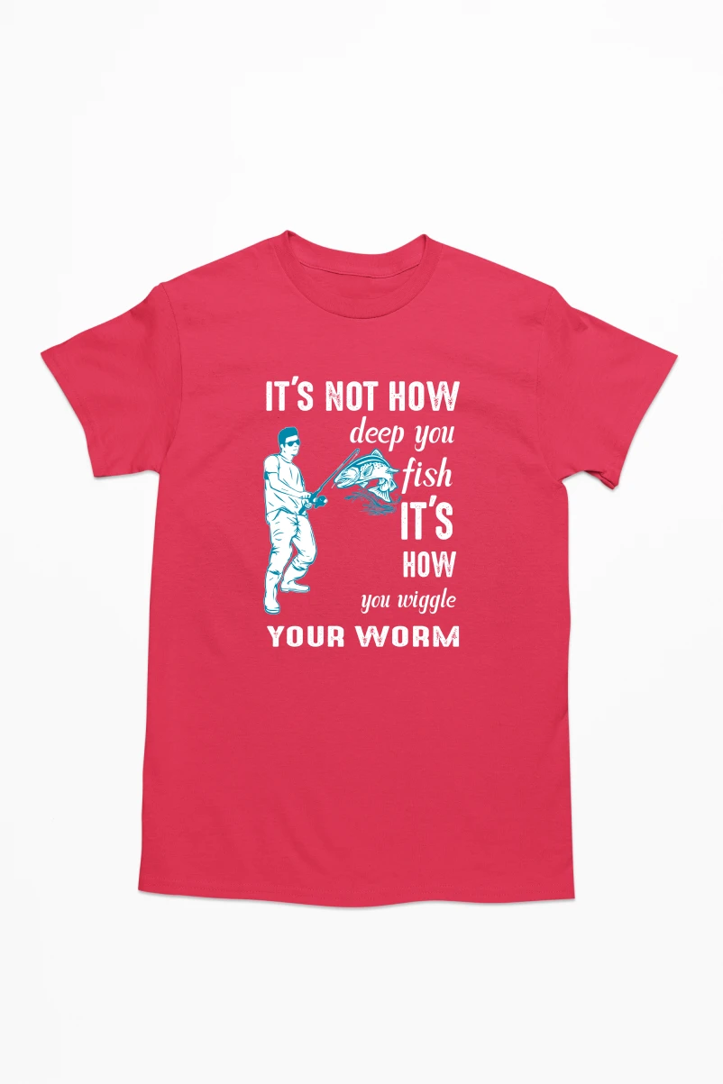 It's Not How Deep You Fish Men's Tshirt (Red, S)