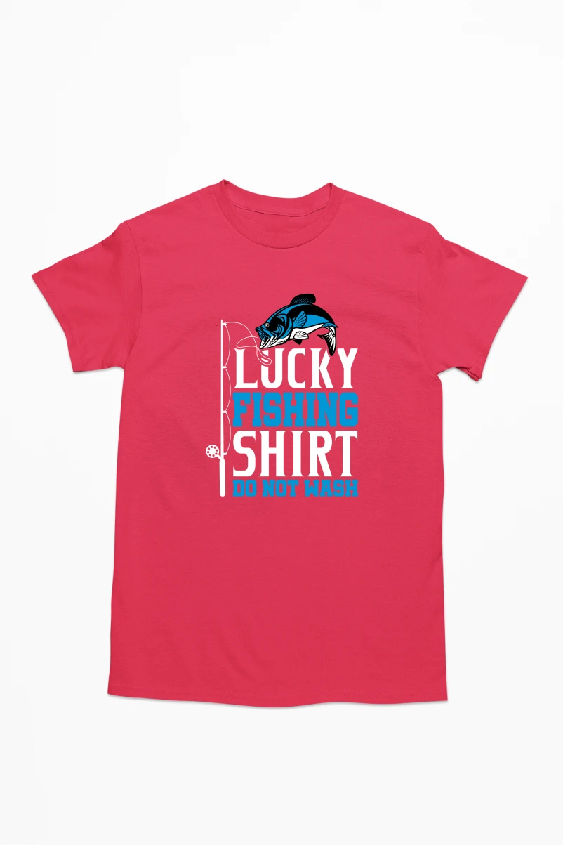Lucky Fishing Shirt Do Not Wash Men's Tshirt (Red, S)