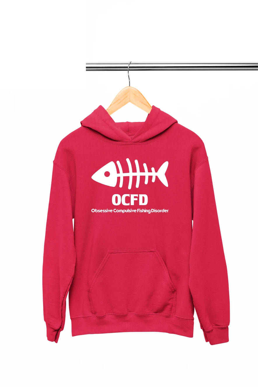 Obsessive Compulsive Fishing Disorder Hoodie (Red, S)