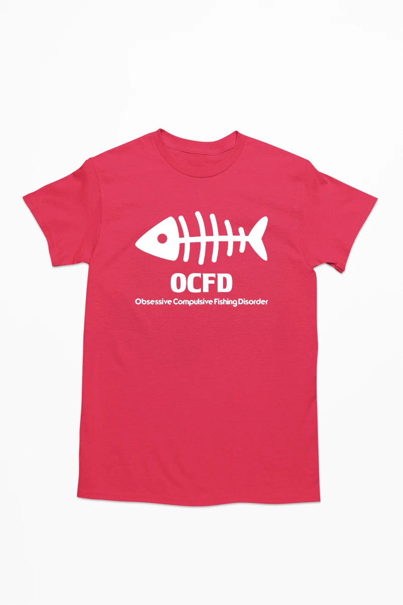 Obsessive Compulsive Fishing Disorder Men's Tshirt (Red, S)