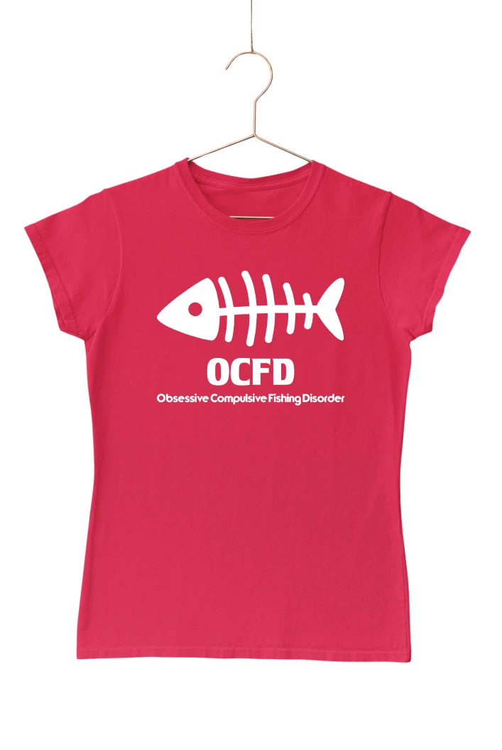 Obsessive Compulsive Fishing Disorder Women's Tshirt (Red, S)