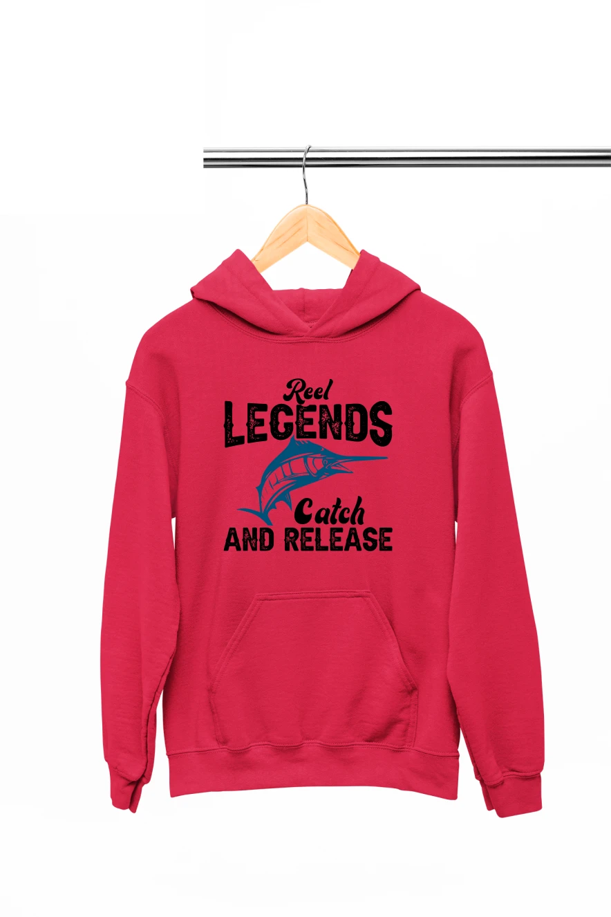 Reel Legends Catch and Release Hoodie (Red, S)