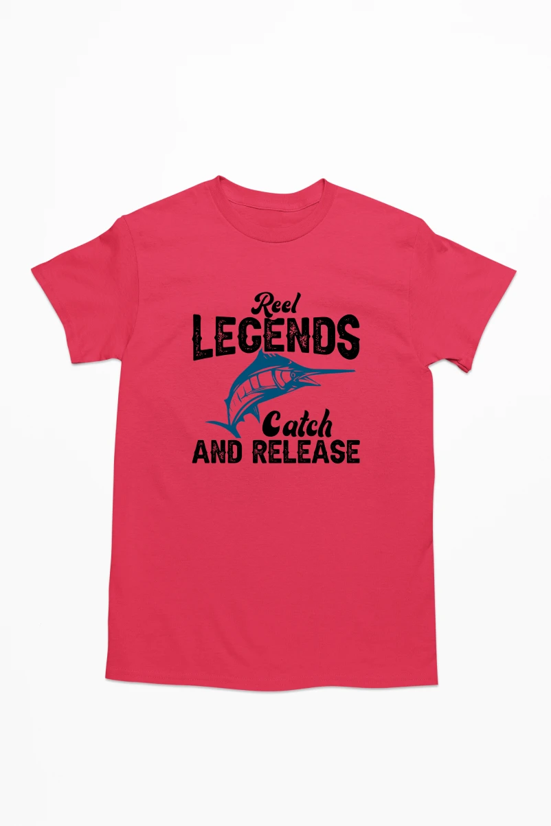Reel Legends Catch and Release Men's Tshirt (Red, S)
