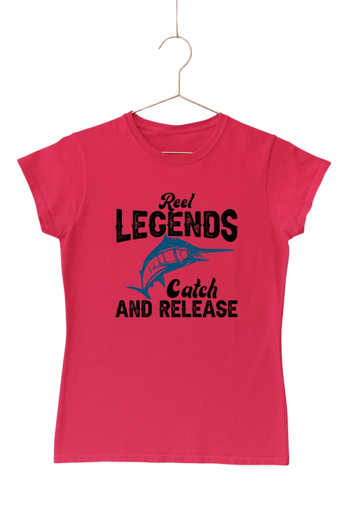 Reel Legends Catch and Release Women's Tshirt (Red, S)
