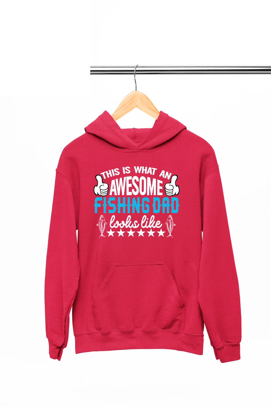 This is What an Awesome Fishing Dad Looks Like Hoodie (Red, S)