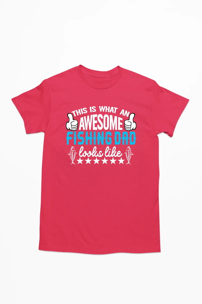 This is What an Awesome Fishing Dad Looks Like Men's Tshirt (Red, S)