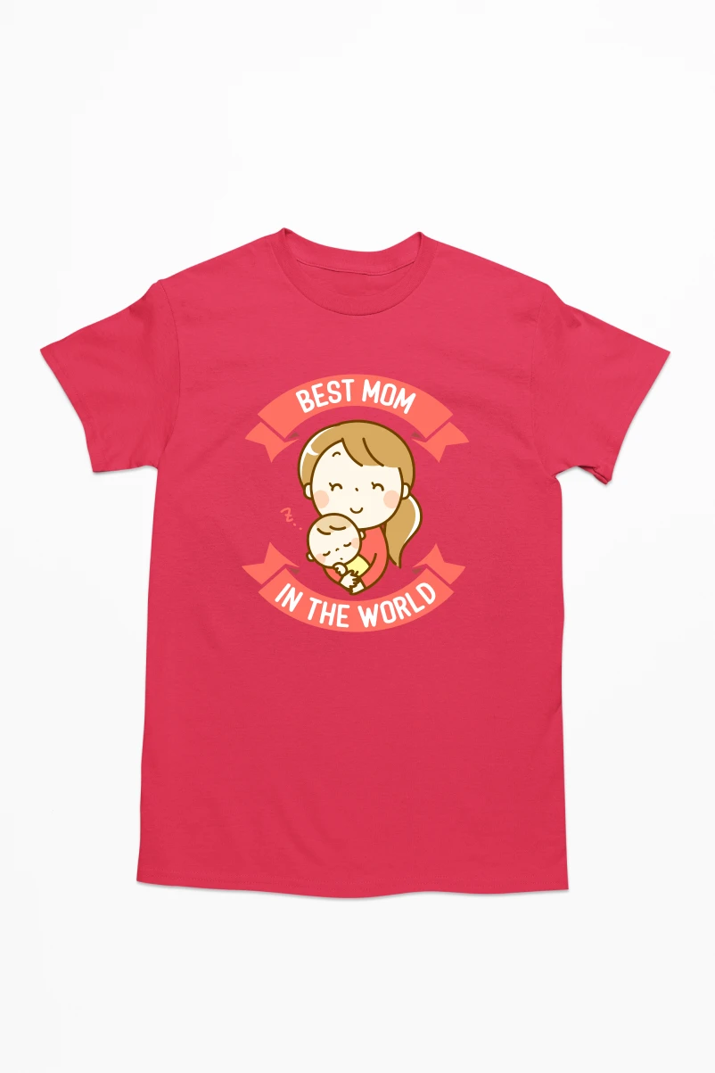 Best Mom in the World Men's Tshirt (Red, S)