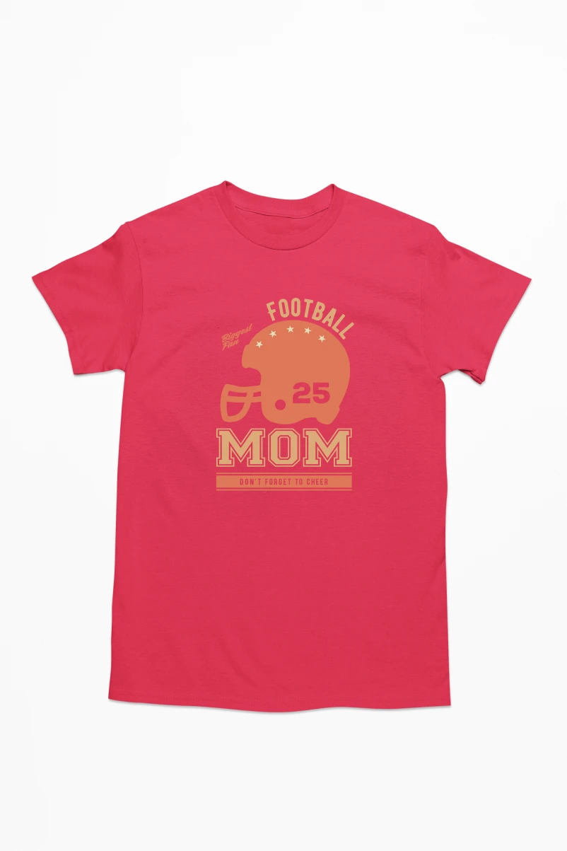Biggest Fan Football Mom Men's Tshirt (Red, S)