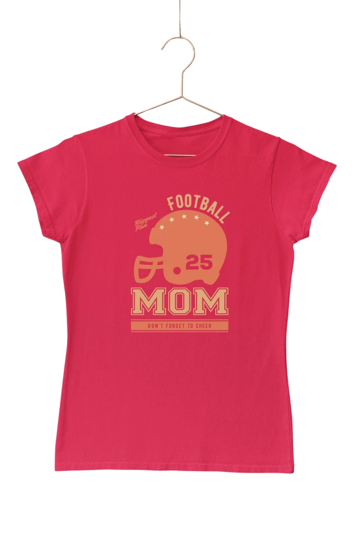 Biggest Fan Football Mom Women's Tshirt (Red, S)