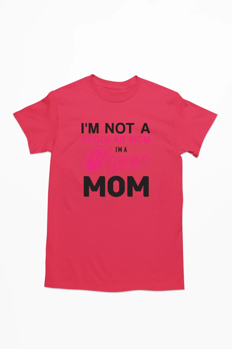 I'm Not a Regular Mom I'm a Cheer Mom Men's Tshirt (Red, S)