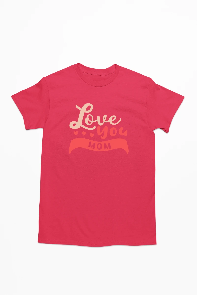 Love You Mom Men's Tshirt (Red, S)