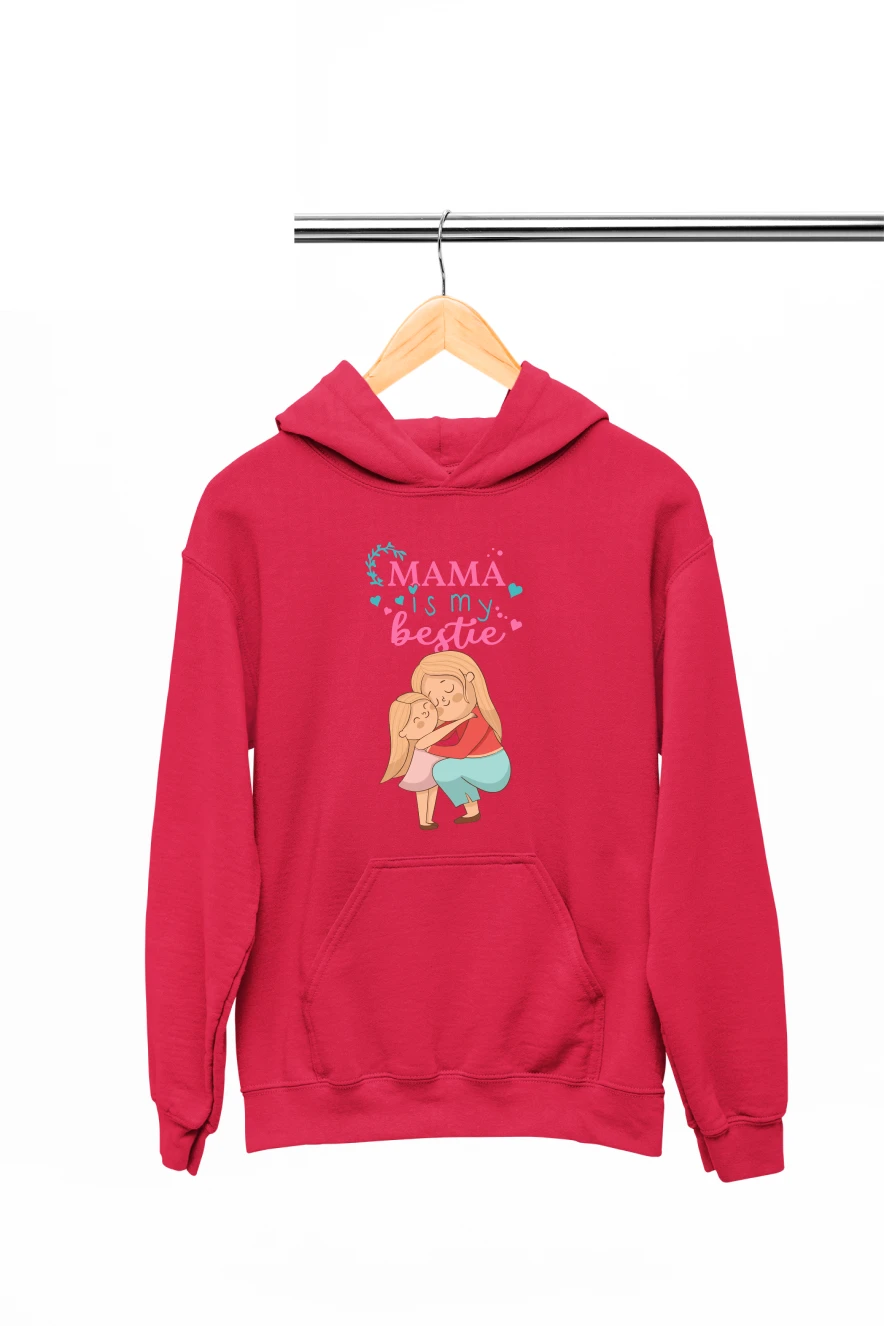 Mama is My Bestie Hoodie (Red, S)