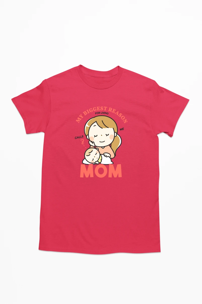My Biggest Reason for Living Calls Me Mom Men's Tshirt (Red, S)