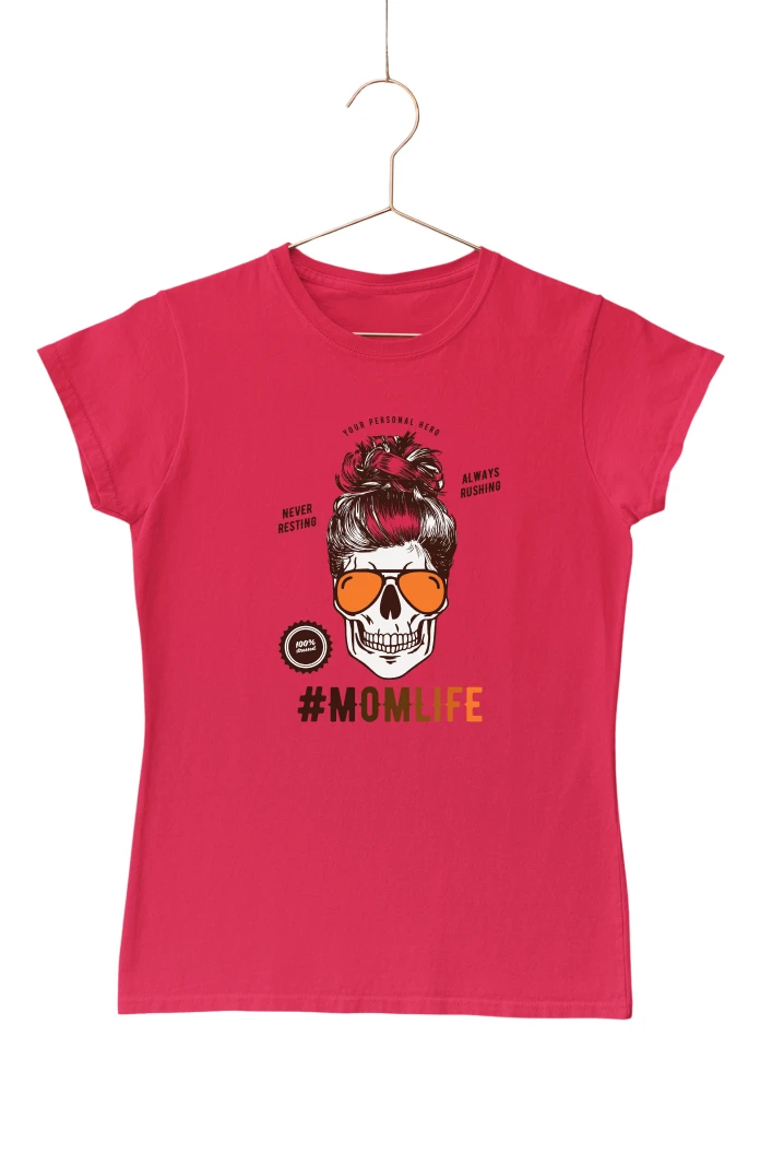 Never Resting Always Rushing Momlife Women's Tshirt (Red, S)