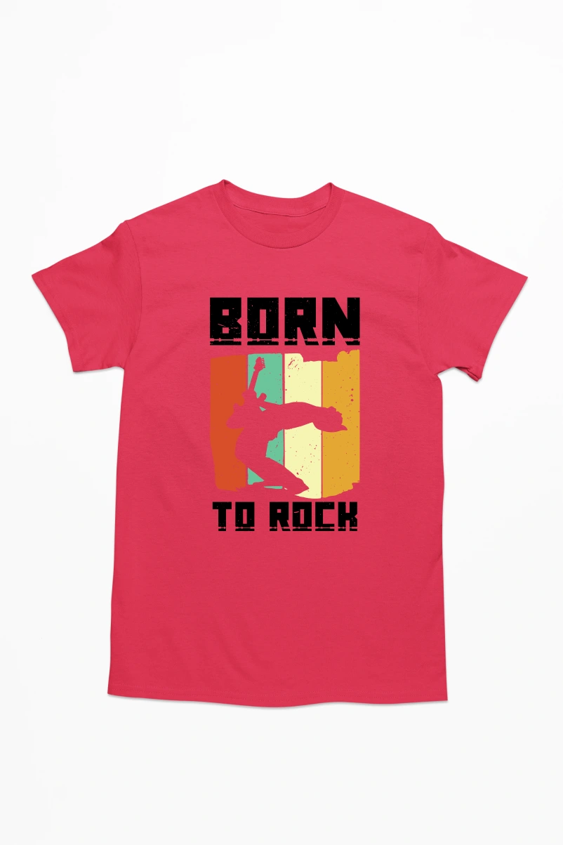 Born To Rock Men's Tshirt (Red, S)