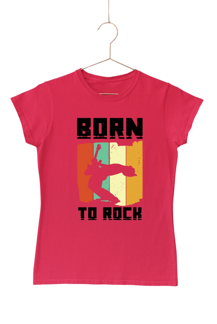 Born To Rock Women's Tshirt (Red, S)