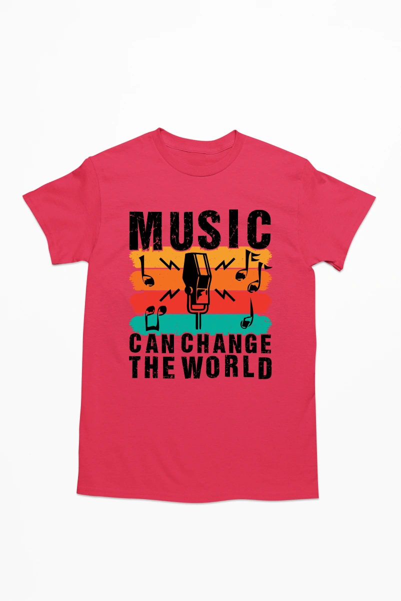 Music Can Change The World Men's Tshirt (Red, S)