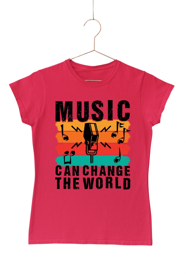 Music Can Change The World Women's Tshirt (Red, S)