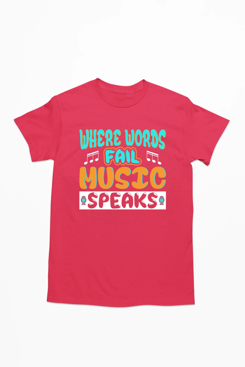Where Words Fail Music Speaks Men's Tshirt (Red, S)