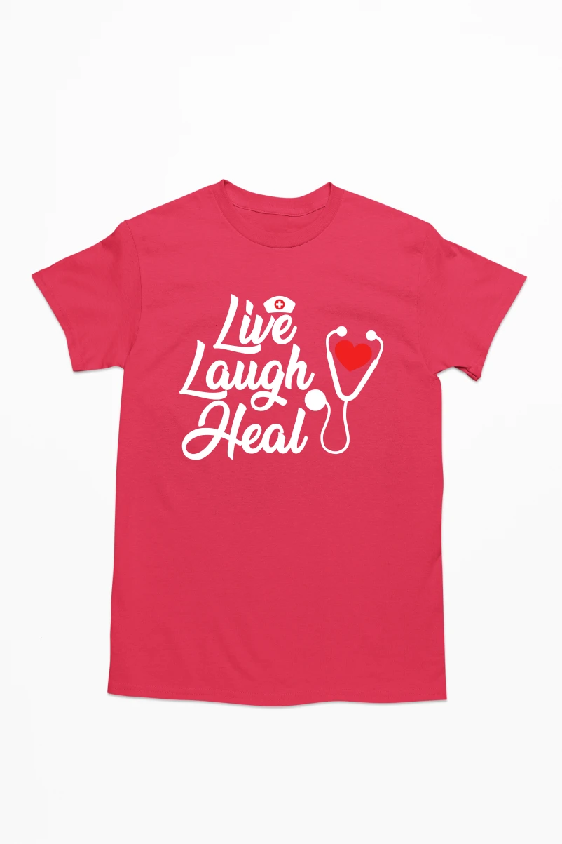 Live Laugh Heal Men's Tshirt (Red, S)