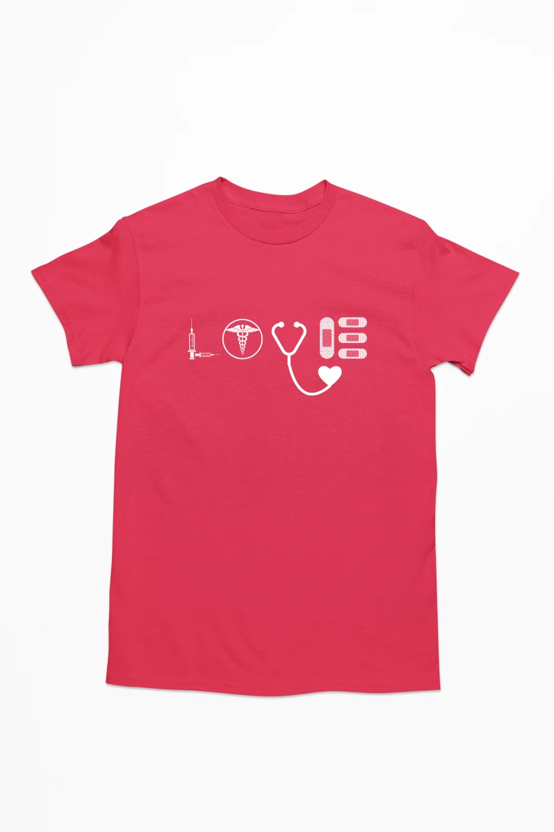 LOVE (Nurse Art) Men's Tshirt (Red, S)