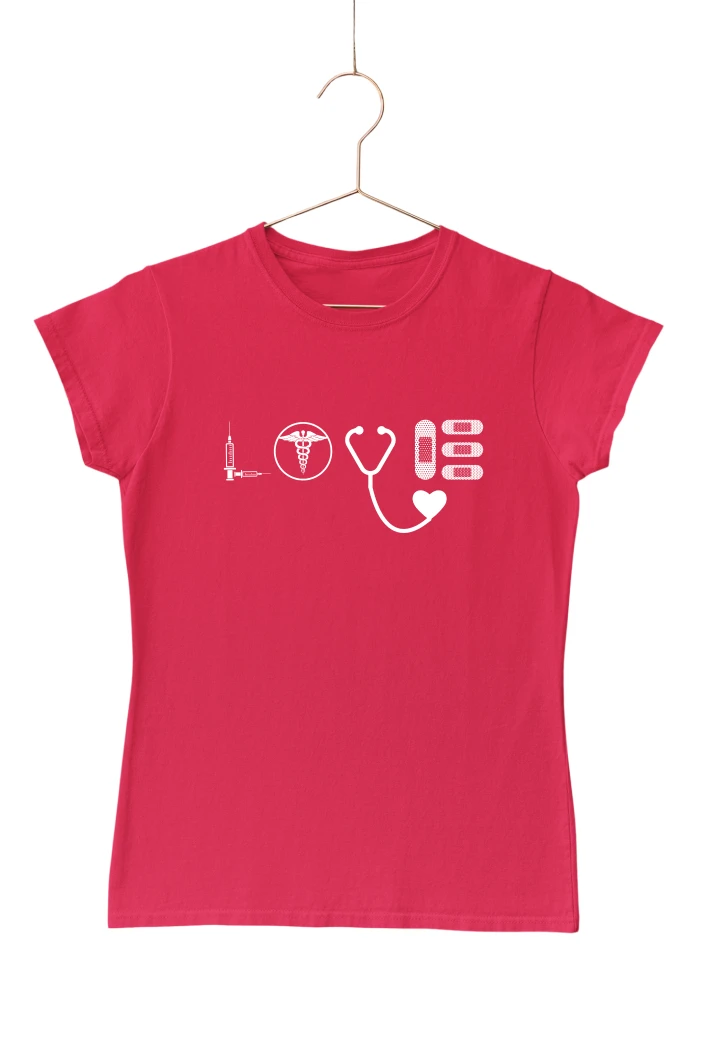 LOVE (Nurse Art) Women's Tshirt (Red, S)