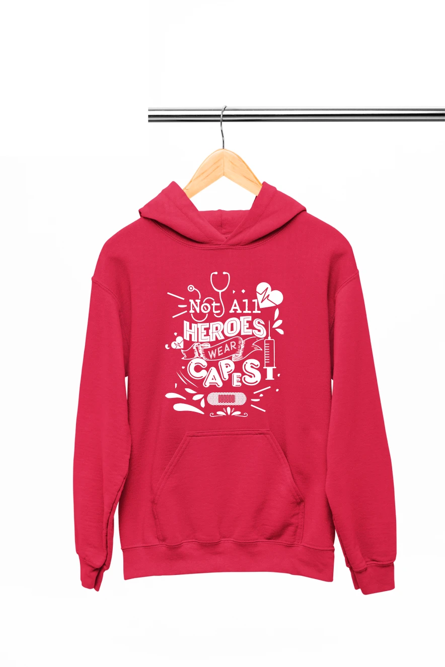 Not All Heroes Wear Capes Hoodie (Red, S)