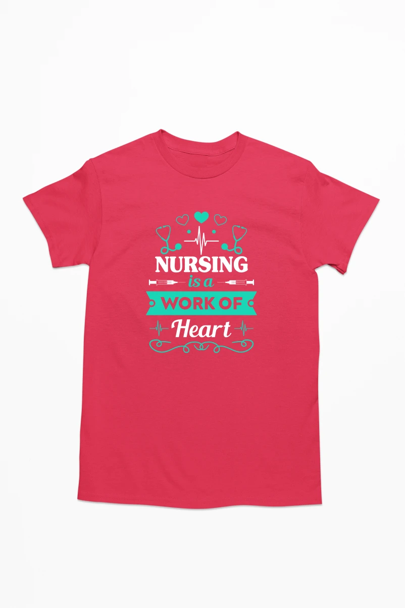 Nursing Is a Work of Heart Men's Tshirt (Red, S)