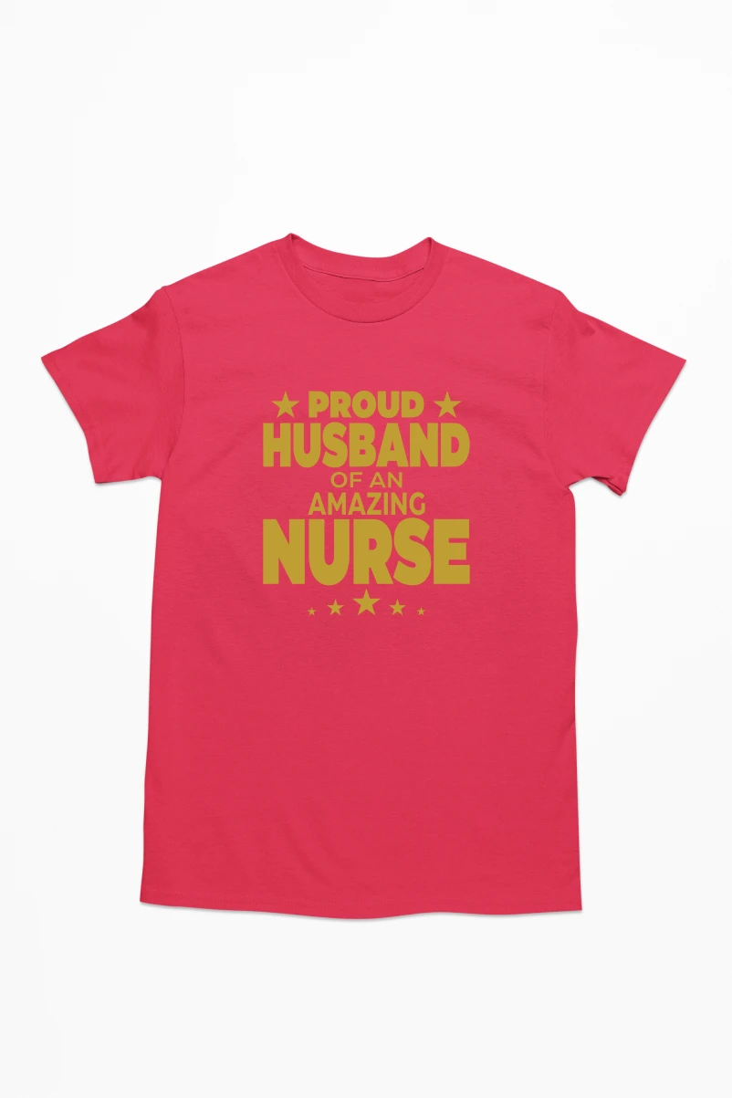 Proud Husband Of an Amazing Nurse Men's Tshirt (Red, S)