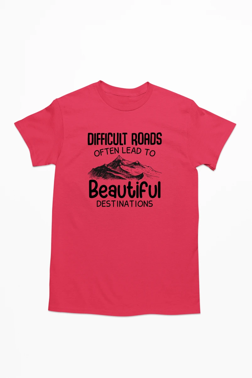 Beautiful Roads Often Lead to Beautiful Destinations Men's Tshirt (Red, S)